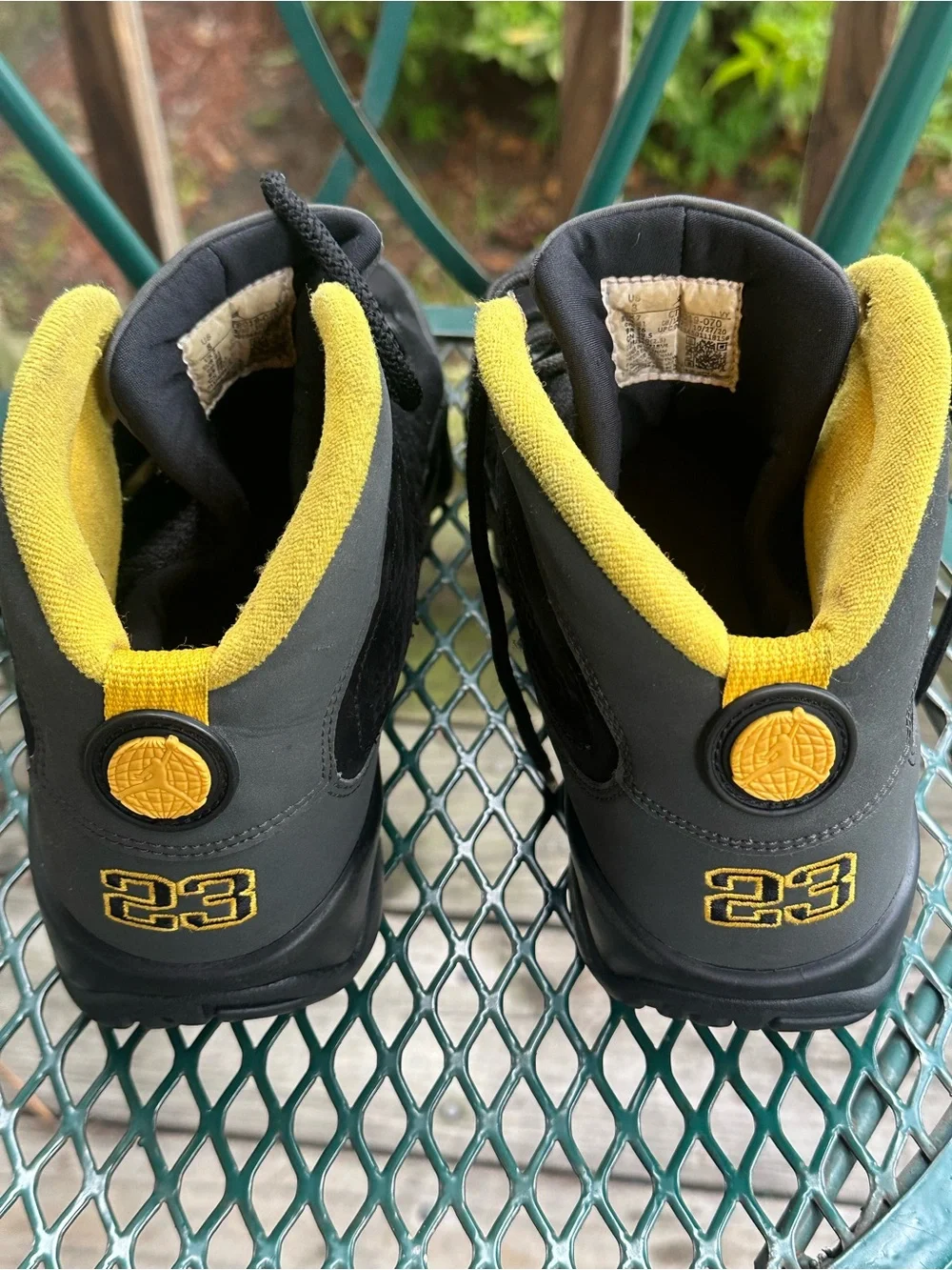 Air Jordan 9 Men's Black and Yellow Mid-Top Sneakers